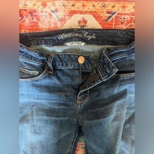 Dark blue wash denim American eagle jeans size 10 bootcut